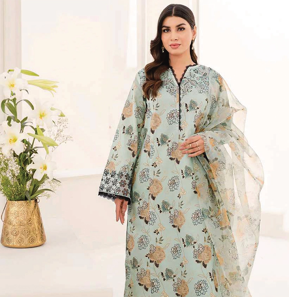 3-Pieces Women's Loan Fabric Collections -  Elegant & Printed Ahmad Fabric