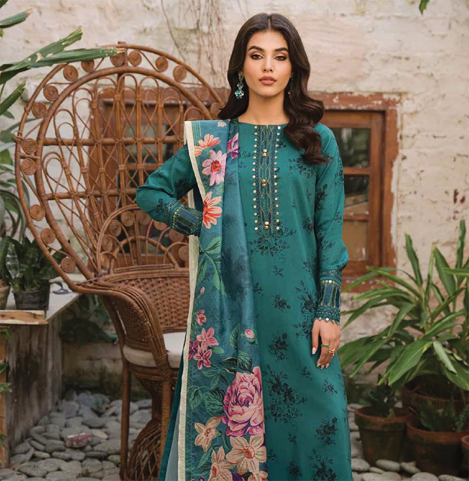 3-Pieces Women's Loan Fabric Collections -  Elegant & Printed Ahmad Fabric